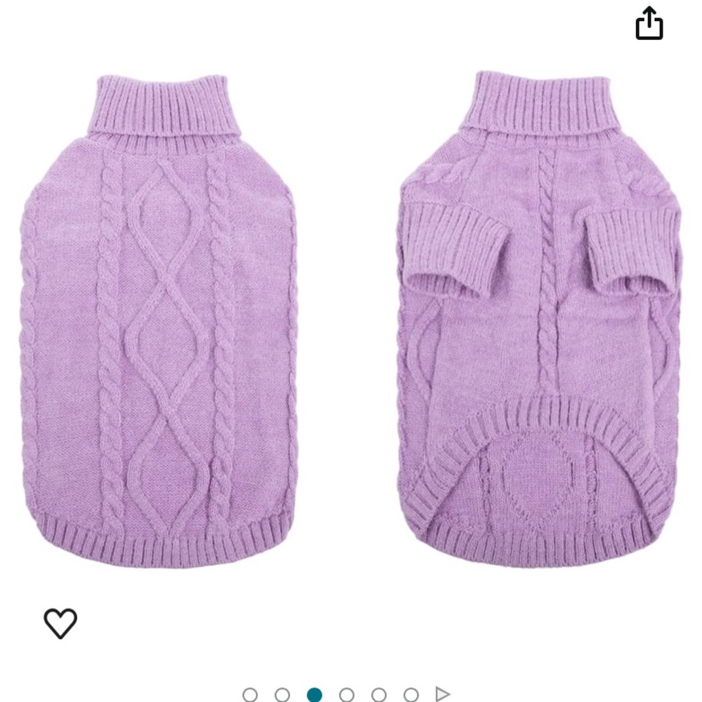 Queenmore Small Dog Pullover Sweater, Cold Weather Cable Knitwear, Classic Turtl